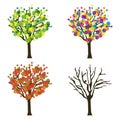 Four seasons trees icons. Vector set. Royalty Free Stock Photo