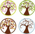 Four seasons trees illustration Royalty Free Stock Photo