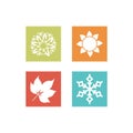 Four seasons winter spring summer fall simple icon set isolated on white background Royalty Free Stock Photo