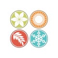 Four seasons winter spring summer fall simple icon set isolated on white background Royalty Free Stock Photo