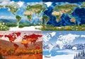 Four sections represent different seasons. Each features a world Royalty Free Stock Photo
