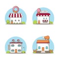 four sets of shop vector illustrations