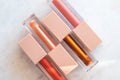 Four shades of trendy bronze lip gloss