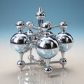 Super Detailed 3d Render Of Silver Figurine With White Glass Spheres