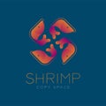 Four Shrimp symbol icon set orange violet gradient color design