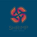 Four Shrimp symbol icon set orange violet gradient color design
