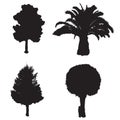 Four silhouette trees vector set