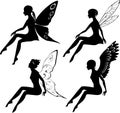 Four silhouettes of fairies Royalty Free Stock Photo