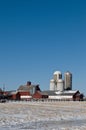 Four silo farm in winter Royalty Free Stock Photo