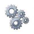 Four Silver Gears with Pixelated Style on a White Background Royalty Free Stock Photo