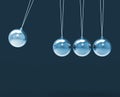 Four Silver Newtons Cradle Shows Blank Spheres