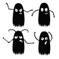 Four simple cartoon black ghost