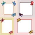 Four simple clear frames with butterflies