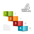 Four simple colorful folded paper steps process infographic template