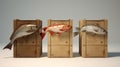 Four Skinny Fish Carrying Wooden Box - Detailed 8k Octane Render Royalty Free Stock Photo