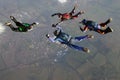 Four Skydivers form a formation