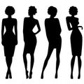 Four slim attractive women silhouettes