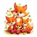 Group of Happy Furry Foxes