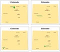 Four small vector maps of the Colorado National Parks