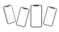 Four Smartphones Arranged on Black Background mobile phone Royalty Free Stock Photo