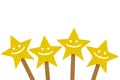 Four smiling star on white background - Concept of feedback and evaluation of quality