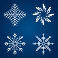 Four Snowflake group on isolated blue background, Set of Snowflake symbol, icon, logo for design Christmas vector, illustration