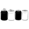 Four soda cans isolated on white background Royalty Free Stock Photo