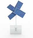 Four solar panels like a flower over energy plug Royalty Free Stock Photo