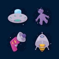 four space outer icons Royalty Free Stock Photo