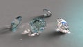 Four sparkling diamonds, crystals or precious stones