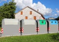 four large bins for the separate collection of uraban solid wast Royalty Free Stock Photo