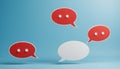 Four Speech Bubbles Red and White on Blue Background Royalty Free Stock Photo
