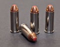 Four 44spl bullets with red tips Royalty Free Stock Photo