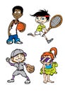 Four sport kids character Royalty Free Stock Photo