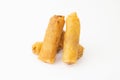 Four spring rolls on a white background Royalty Free Stock Photo