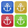 Four square color icons, anchor