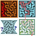 Four square maze 9x9 with help Royalty Free Stock Photo