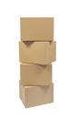 Four Stacked Cardboard Boxes Isolated On White Royalty Free Stock Photo