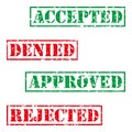 Four stamp with grunge. Accepted, denied, aproved, rejected Royalty Free Stock Photo