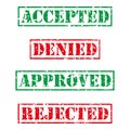 Four stamp with grunge. Accepted, denied, aproved, rejected Royalty Free Stock Photo