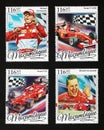 Four stamps celebrating Michael Schumacher and his victories