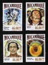 Four stamps with Salvador DalÃÂ¬ and his paintings