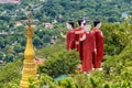 Four standing buddha statue at Shwe Thar Lyaung Mountain Pagoda, Kyaukse, Mandalay, Myanmar