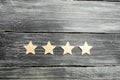 Four stars on a dark background. The concept of rating and evaluation. The rating of the hotel, restaurant, mobile application. Qu