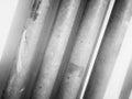 Black and white background and straight lines of steel pipes. Royalty Free Stock Photo