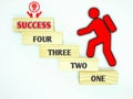 Four step to success. Business performance ladder. Royalty Free Stock Photo