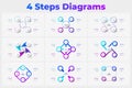 Four Steps Cycle Infographic Set. Modern Vector Circular Diagram Templates for Business Process Workflow and Corporate Planning Royalty Free Stock Photo