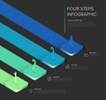 Four Steps Isometric Infographic Template with Gradient Stages Royalty Free Stock Photo