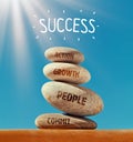 Four steps to achieve success in business life concept