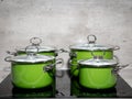 Four stewpots on induction cooker Royalty Free Stock Photo